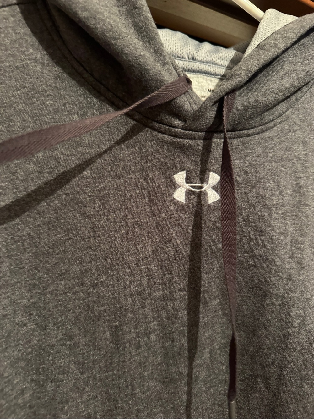 Under Armour Men's Gray Pullover Hoodie with White Logo